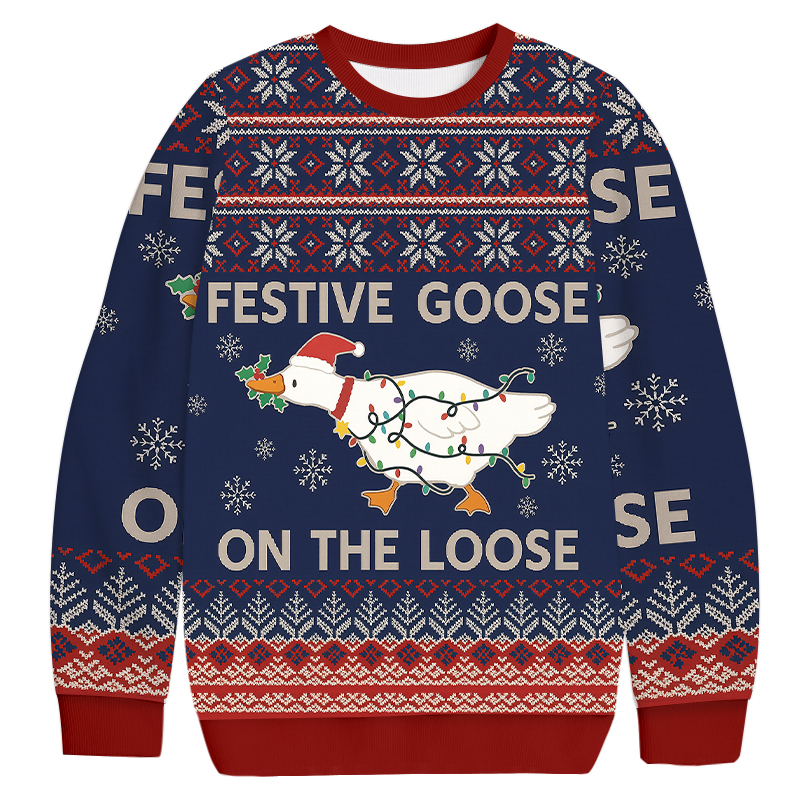 Tokyocanvas Festive Goose On The Loose Christmas Ugly Sweatshirt