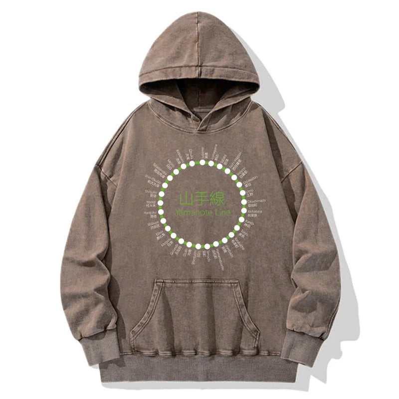 Tokyocanvas Yamanote Line Stations Circle Washed Hoodie