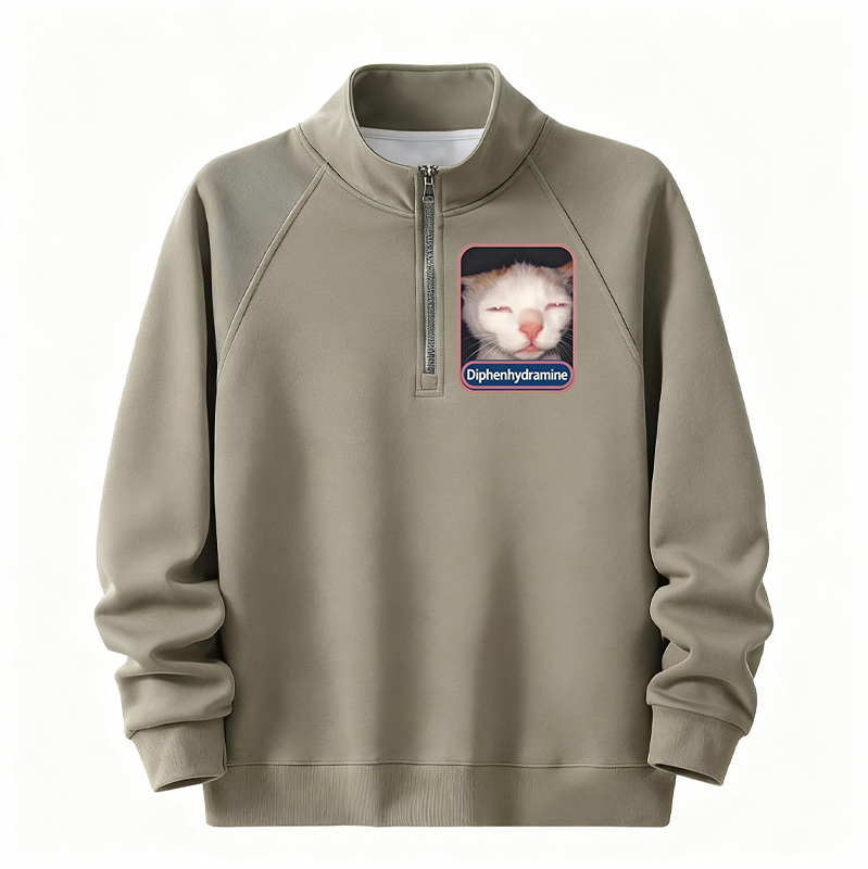 Tokyocanvas Funny Cat Meme Half-Zip Sweatshirt