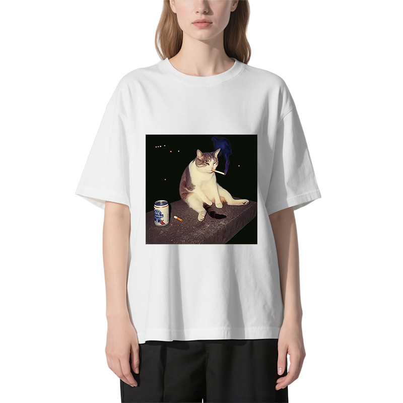 Tokyocanvas Cigarette Kitten Funny Smoking Cat Meme Classic T-Shirt