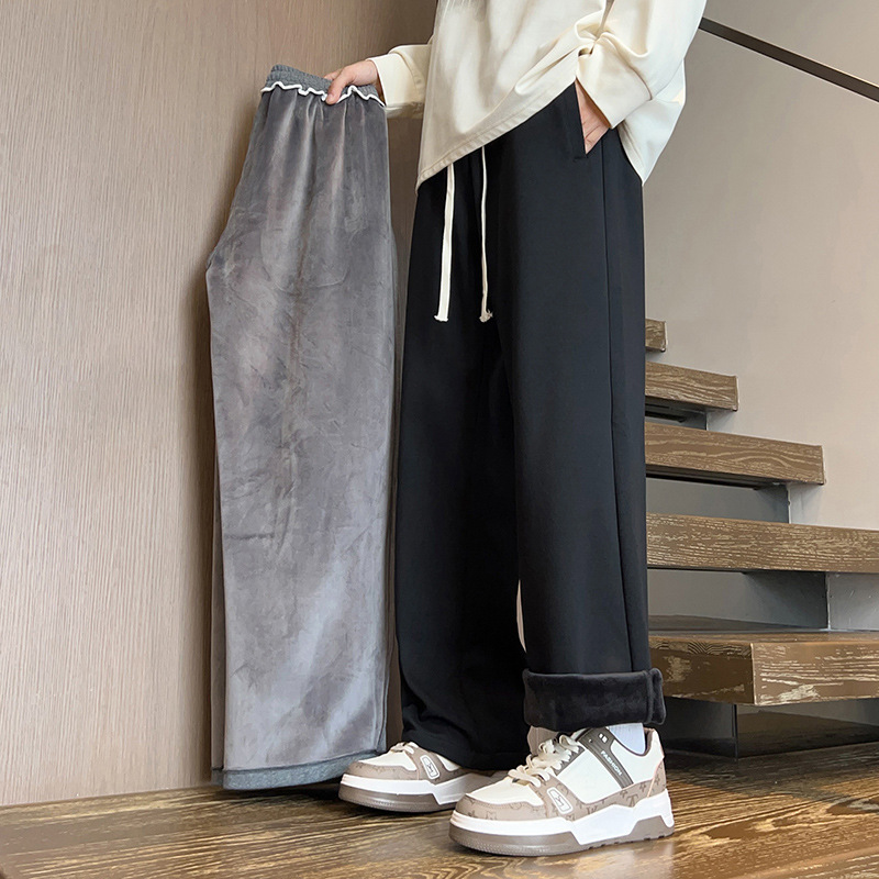 Tokyocanvas Solid-Color Drawstring Fleece Sweatpants