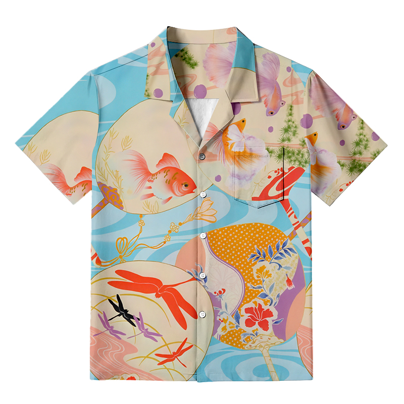 Tokyocanvas Blue Whisperers of Flowing Water Hawaiian Shirt