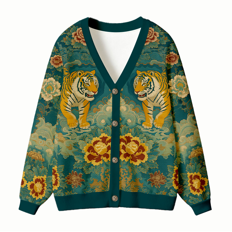 Tokyocanvas Imperial Tiger Ugly Cardigan Sweatshirt