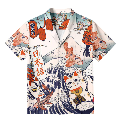 Tokyocanvas Masked Woman And Cat Hawaiian Shirt