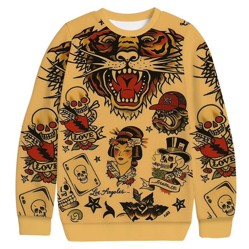 Tokyocanvas Tiger Vintage Casual Ugly Sweatshirt