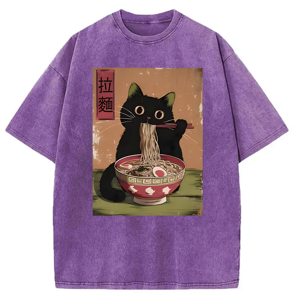 Tokyocanvas Vintage Japanese Cat Washed T-Shirt