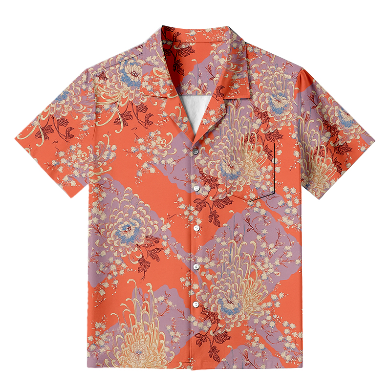 Tokyocanvas Royal Flower Hawaiian Shirt