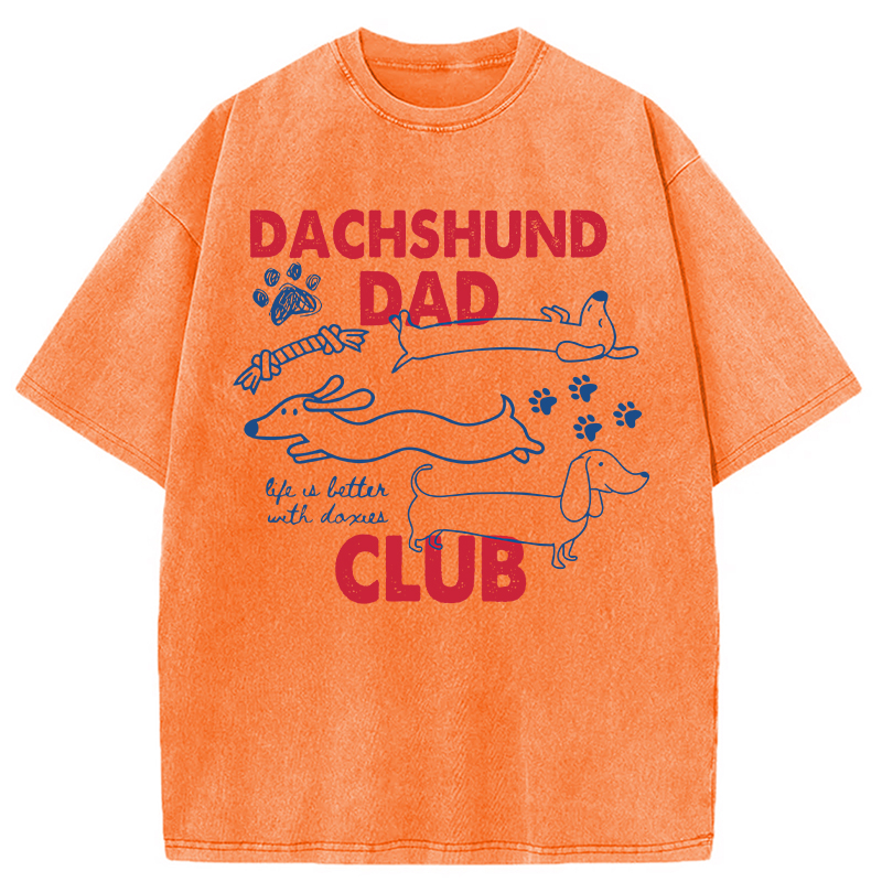 Tokyocanvas Dachshund Dad Club Washed T-Shirt