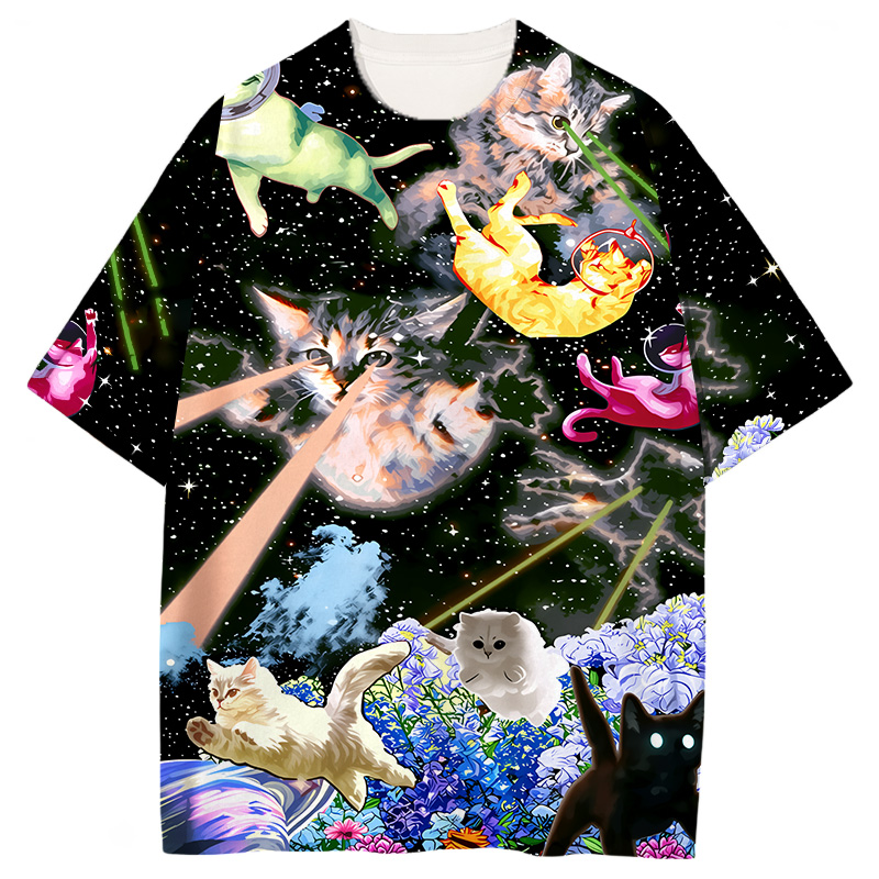 Tokyocanvas Fun Cat Graphic Print T-shirt