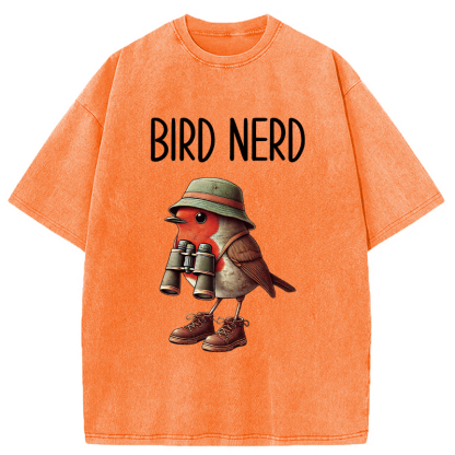 Tokyocanvas Funny Bird Nerd Washed T-Shirt