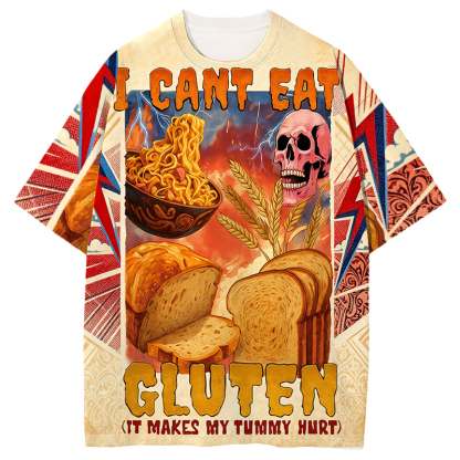 Tokyocanvas I Can't Eat Gluten Funny Meme Graphic Print T-shirt