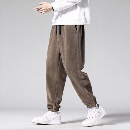 Tokyocanvas Solid-color Tapered Fleece Sweatpants
