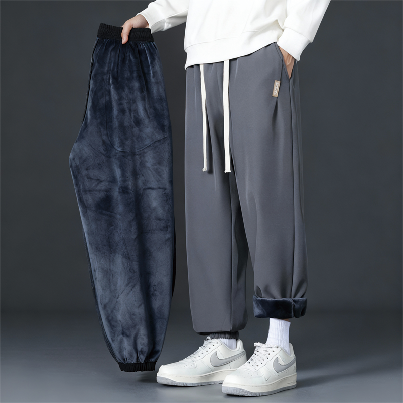 Tokyocanvas Smooth Solid-Color Fleece Sweatpants