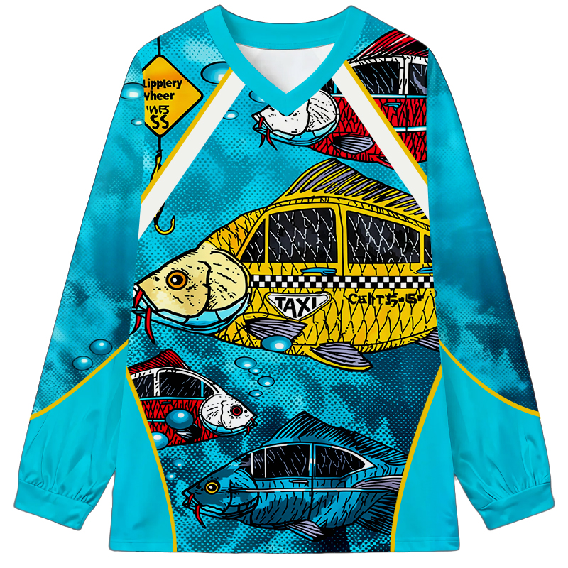 Tokyocanvas Fish Taxi Long Sleeve Graphic Print T-Shirt