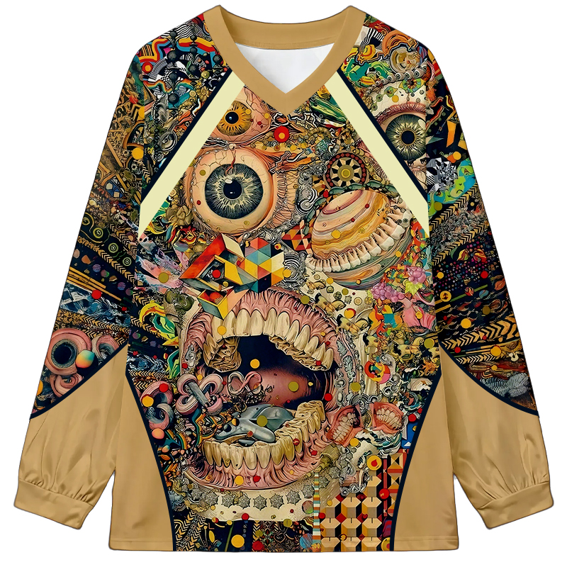 Tokyocanvas Psychedelic Big Mouth Monster Long Sleeve Graphic Print T-Shirt