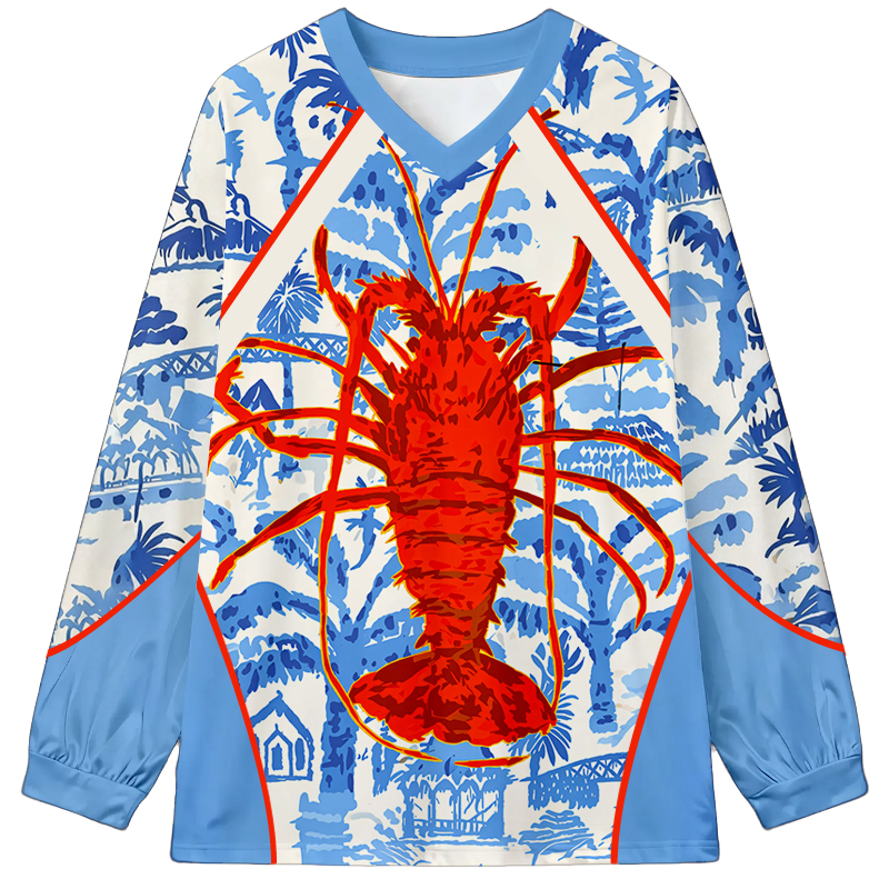 Tokyocanvas Lobster Long Sleeve Graphic Print T-Shirt