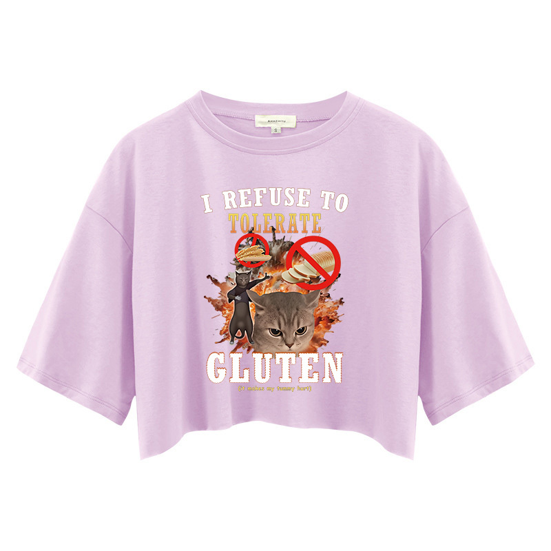 Tokyocanvas I Refuse to Tolerate Gluten Crop Top
