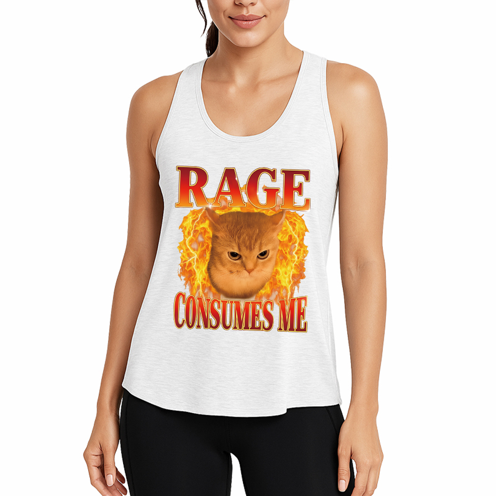 Tokyocanvas Rage Consumes Me Edgy Funny Cat Meme Fitness Tank