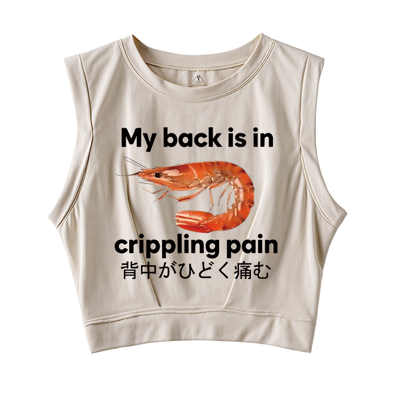 Tokyocanvas My Back Is In Crippling Pain Sleeveless Crop Top