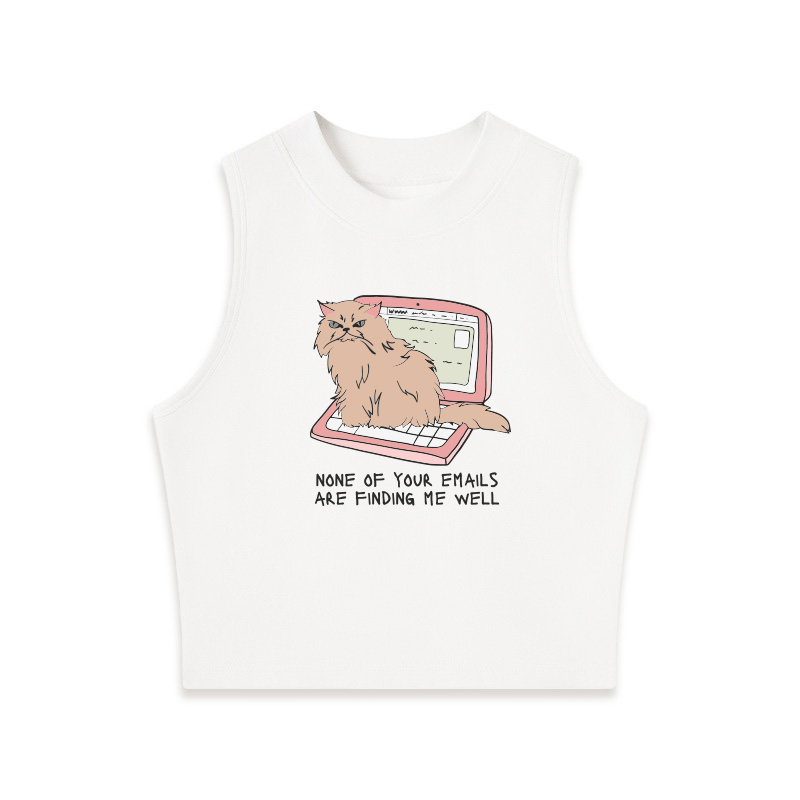 Tokyocanvas Office Cat Crew Neck Crop Top