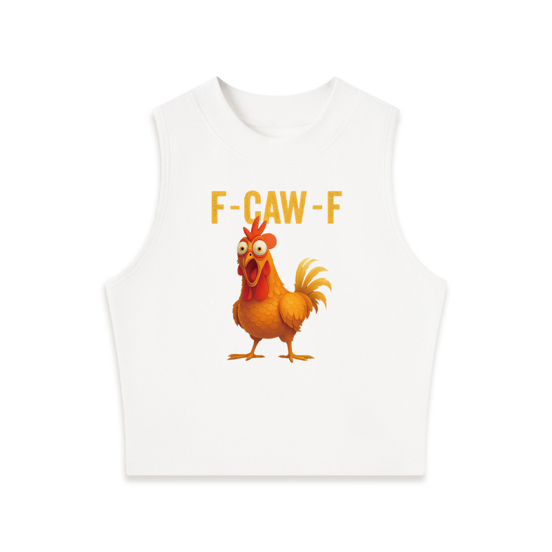 Tokyocanvas Funny Chicken Humor Crew Neck Crop Top