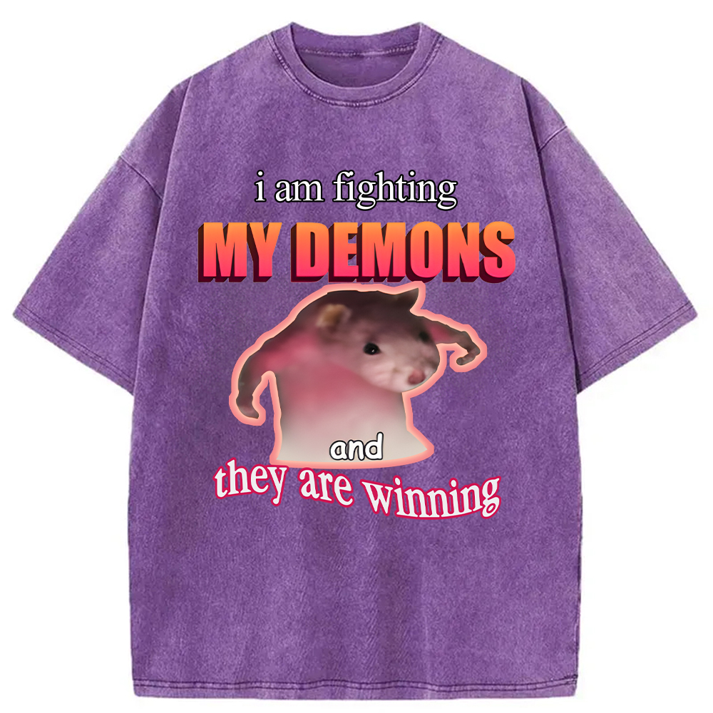 Tokyocanvas Rage Rat Meme Washed T-Shirt