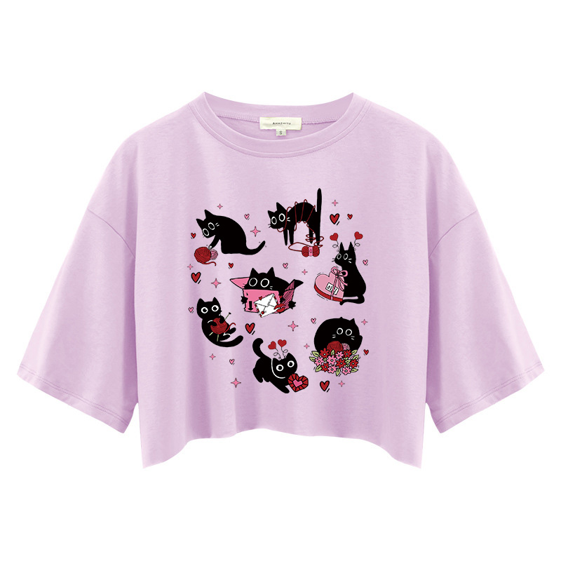 Tokyocanvas Cat Valentine Heart Crop Top