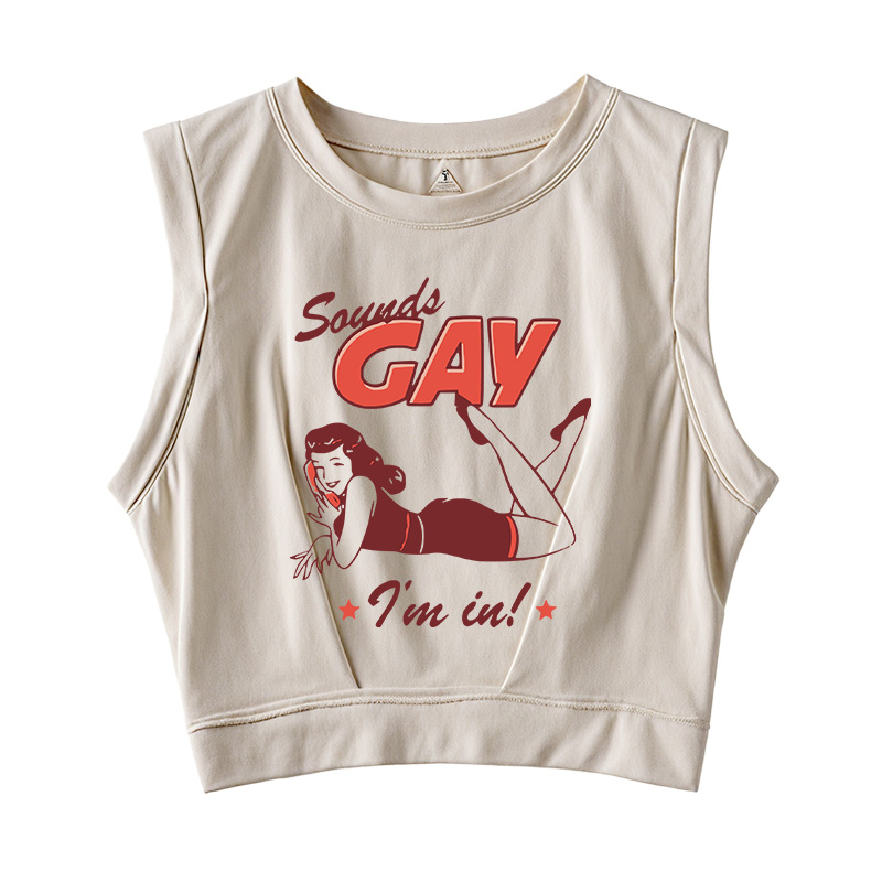 Tokyocanvas Sounds Gay I'm In Ringe Sleeveless Crop Top