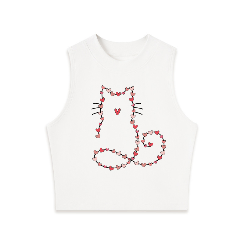 Tokyocanvas Cat Valentine Crew Neck Crop Top