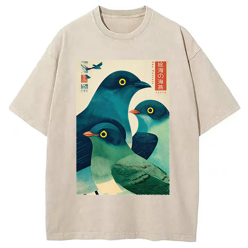Tokyocanvas Petrels Of The Painted Sea Washed T-Shirt