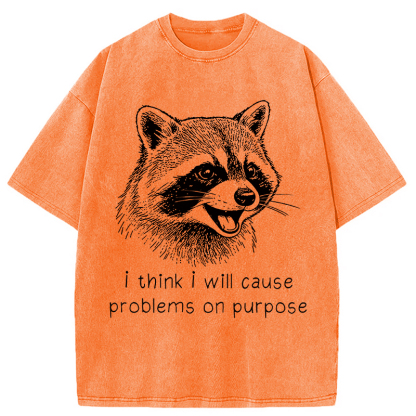 Tokyocanvas Stupid Raccoon Funny Washed T-Shirt