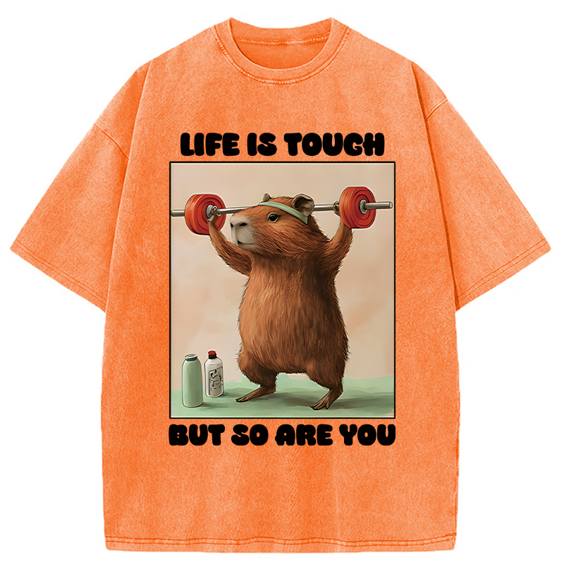 Tokyocanvas Capybara Lifting Washed T-Shirt