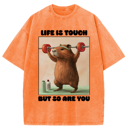 Tokyocanvas Capybara Lifting Washed T-Shirt