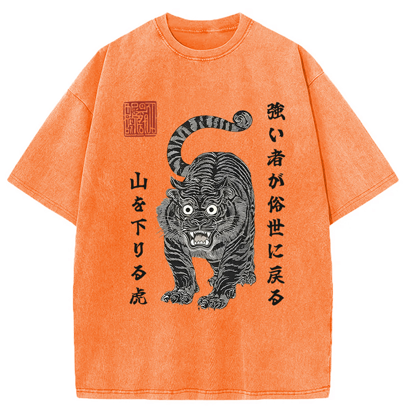 Tokyocanvas Wild Back Strong Tiger Washed T-Shirt
