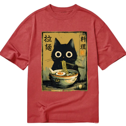 Tokyocanvas Cute Black Cat Eating Ramen Classic T-Shirt