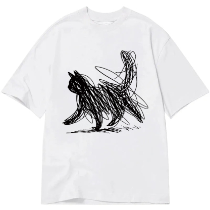 Tokyocanvas Minimalist Cat Art Classic T-Shirt