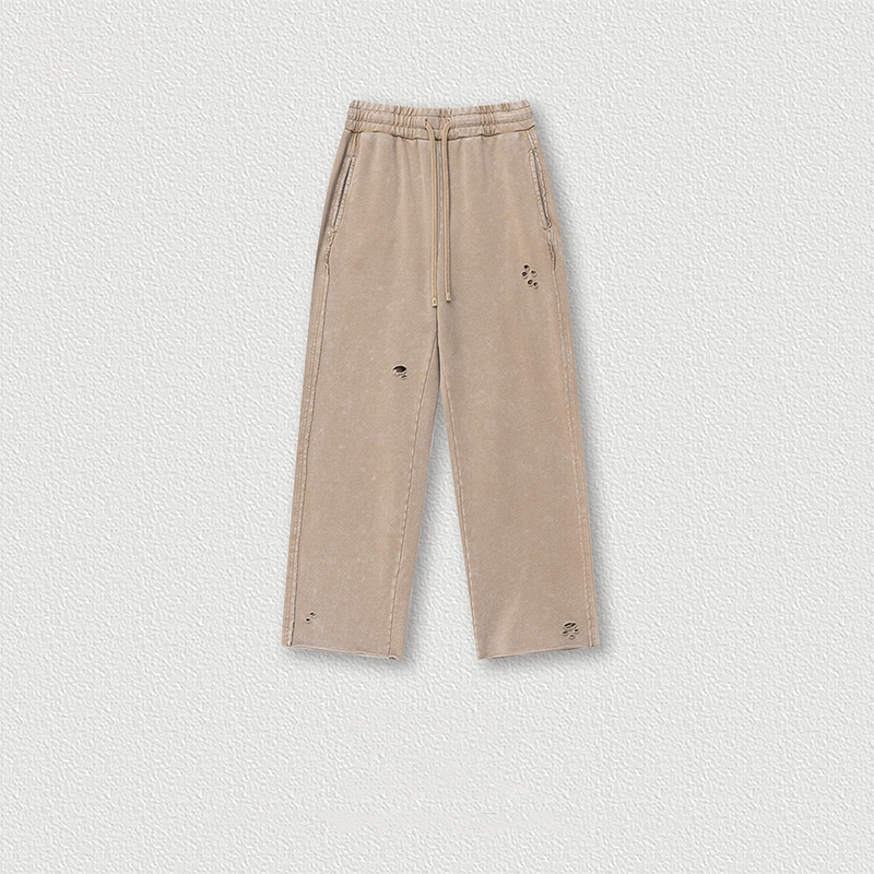 Tokyocanvas Vintage Distressed Rolled-up Ripped Sweatpants