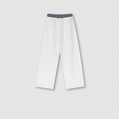 Tokyocanvas Patchwork Double-waistband Wide-leg Sweatpants