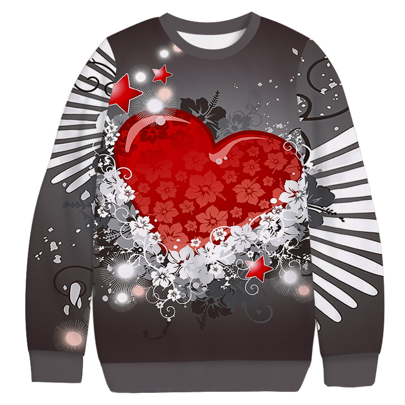 Tokyocanvas Valentine's Day Flying Heart Casual Ugly Sweatshirt