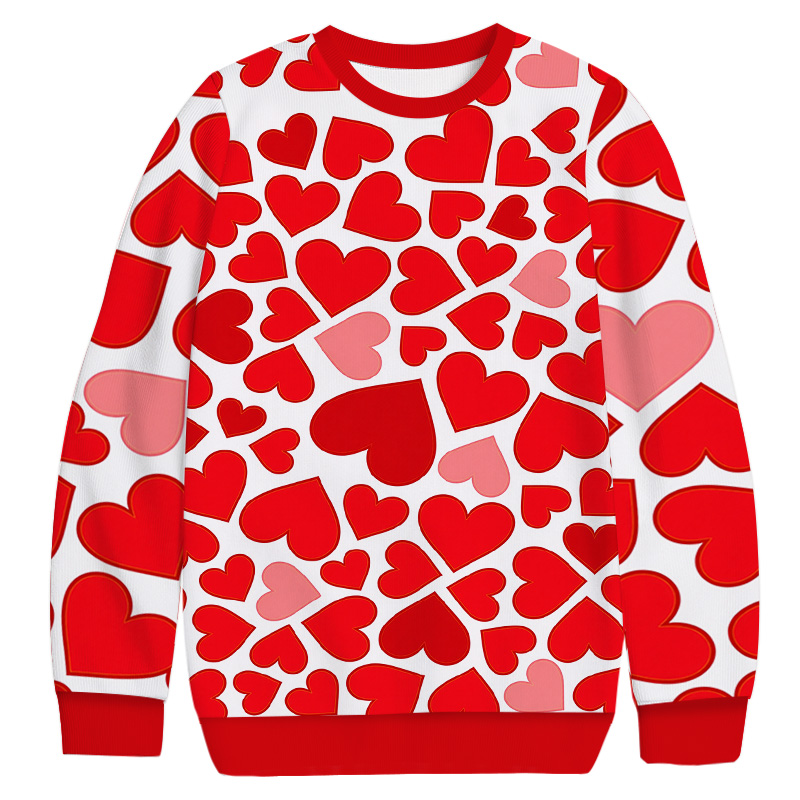 Tokyocanvas Valentine's Day Little Red Hearts Casual Ugly Sweatshirt