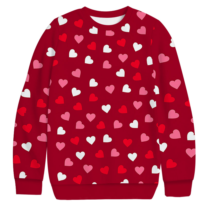 Tokyocanvas Valentine's Day Little Pink Hearts Casual Ugly Sweatshirt