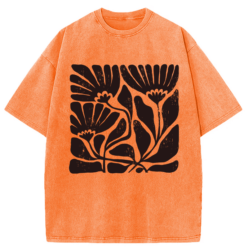 Tokyocanvas Abstract Floral Washed T-Shirt