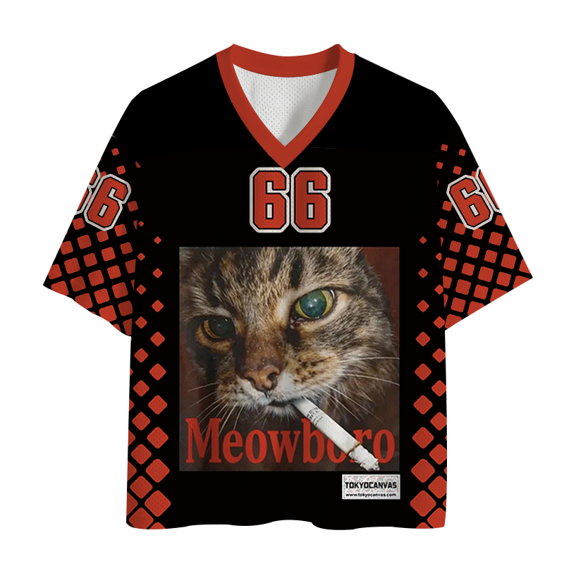 Tokyocanvas Funny Smoking Cat Meme Mesh Jersey