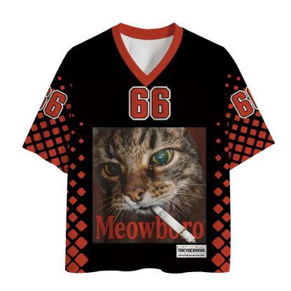Tokyocanvas Funny Smoking Cat Meme Mesh Jersey