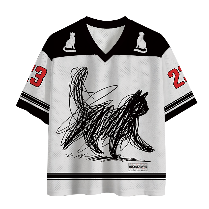 Tokyocanvas Minimalist Cat Art Mesh Jersey