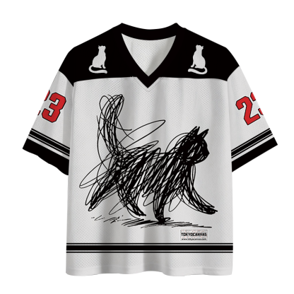 Tokyocanvas Minimalist Cat Art Mesh Jersey