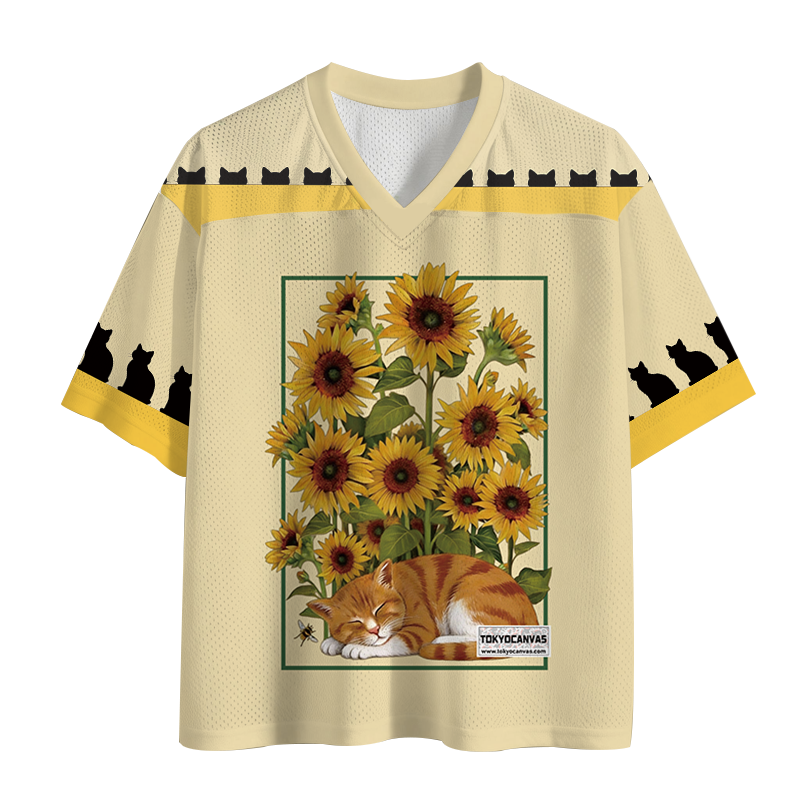 Tokyocanvas Sunflower Orange Cat Mesh Jersey