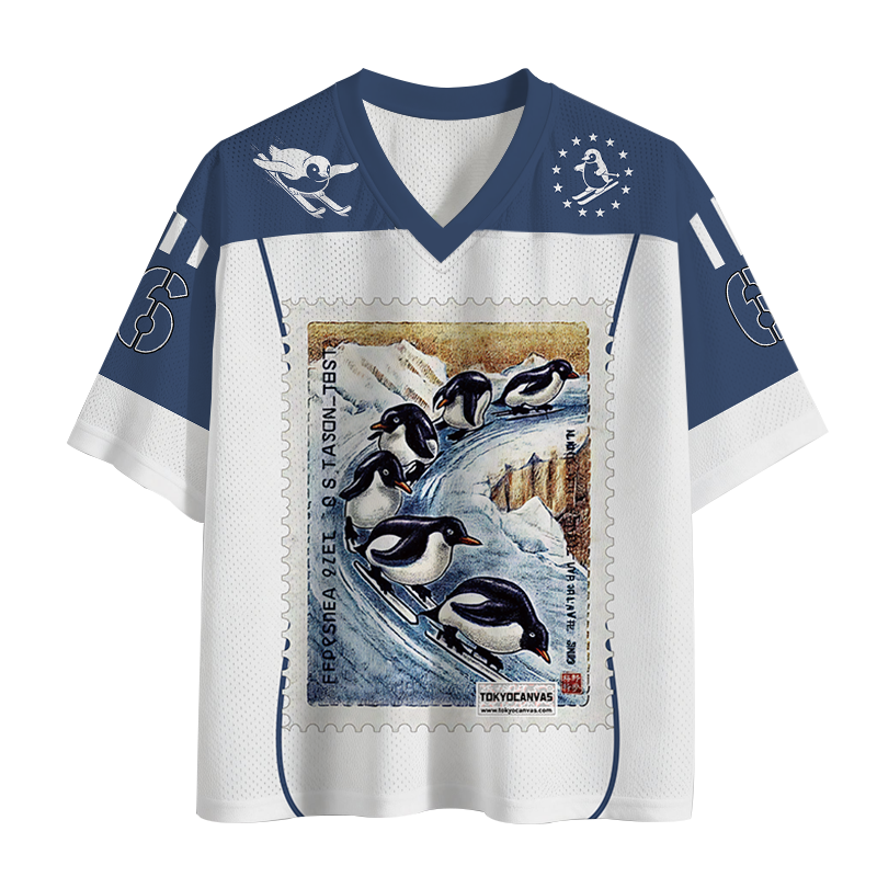 Tokyocanvas Gliding Penguin Stamp Mesh Jersey