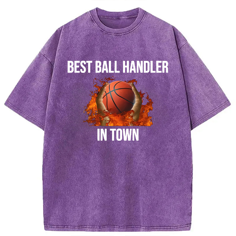 Tokyocanvas Ball Handler Basketball Funny Meme Washed T-Shirt