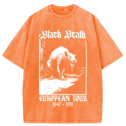Tokyocanvas Black Death Rat Washed T-Shirt